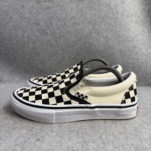 Vans Shoes Womens Size 5 White & Black Slip On Checkerboard Skateboard Sneakers